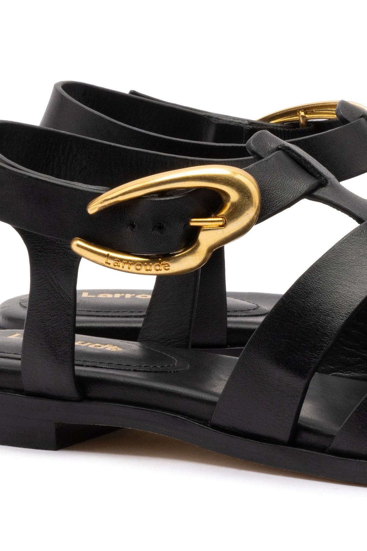 Stevie Flat Sandal In Black Leather