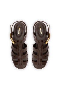 Stevie Flat Sandal In Brown Leather