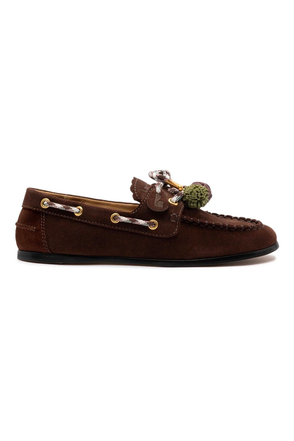 Cyprus Boat Shoe In Brown Suede
