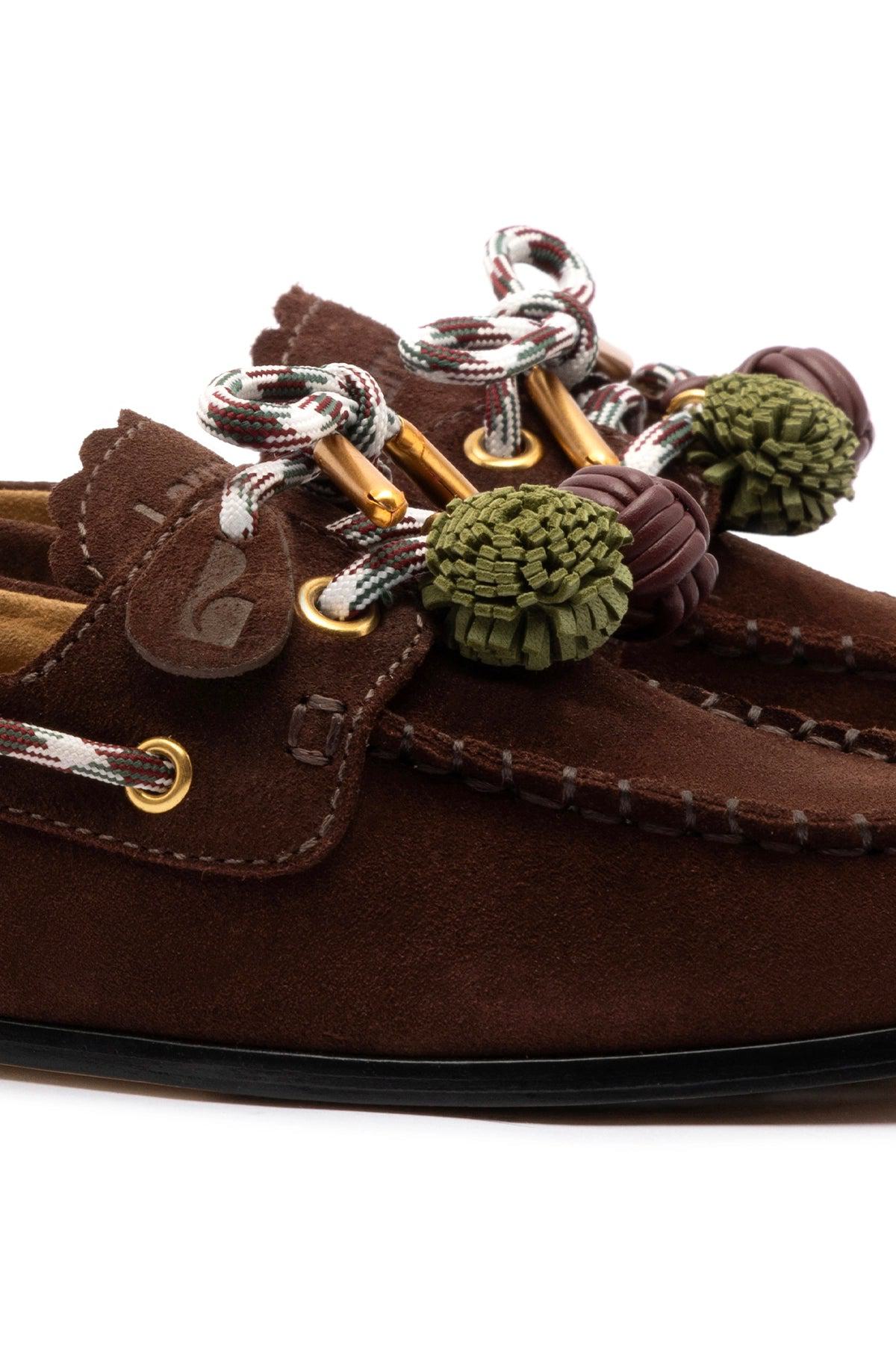 Cyprus Boat Shoe In Brown Suede