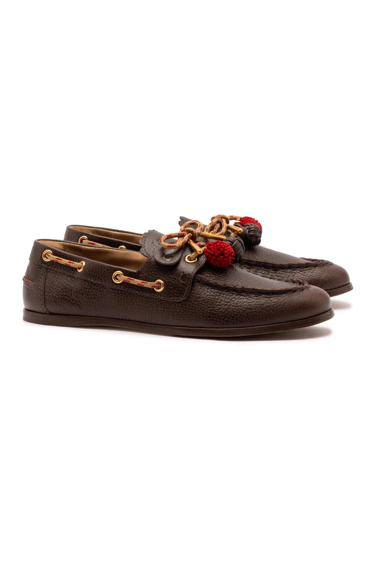 Cyprus Boat Shoe In Brown Leather