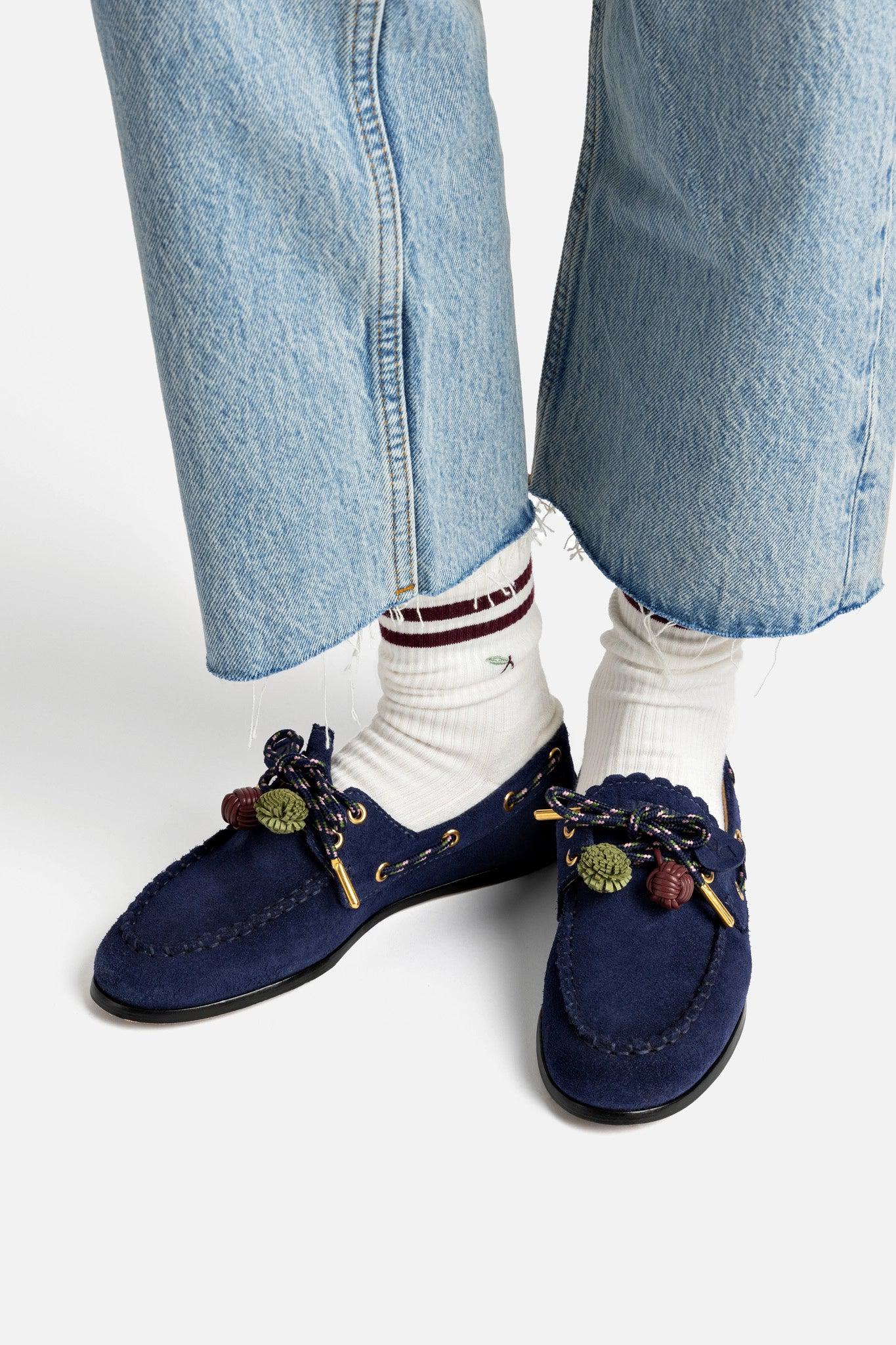 Cyprus Boat Shoe In Navy Suede