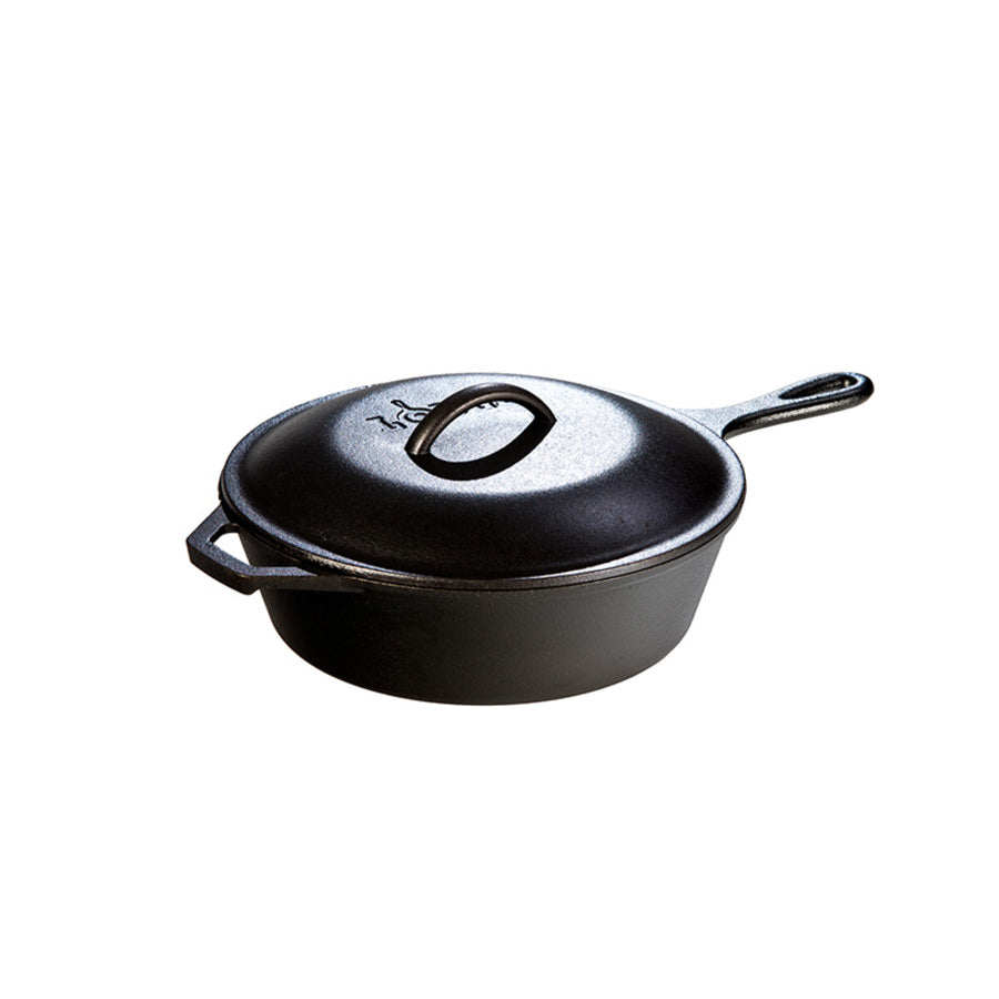 10.25 Inch / 3.2 Quart Cast Iron Covered Deep Skillet