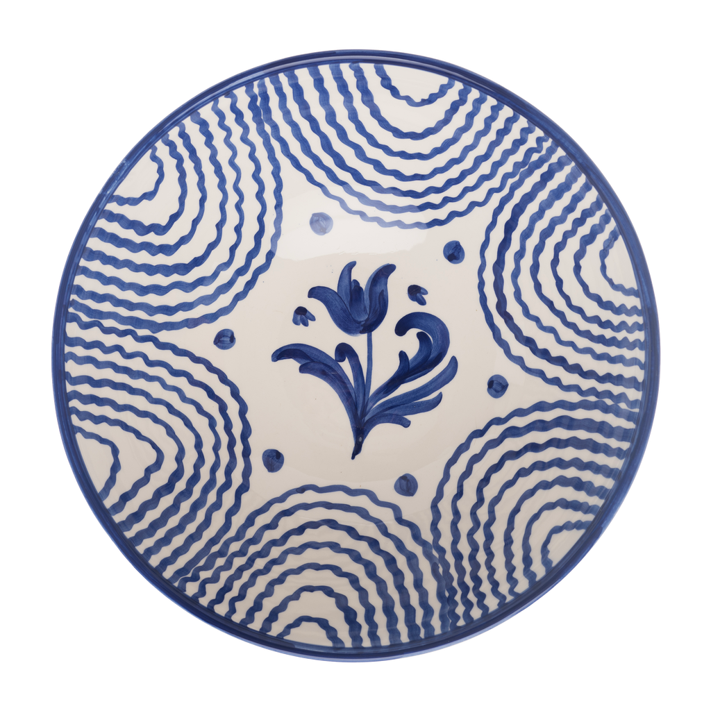 Flor Very Large Blue Serving Bowl