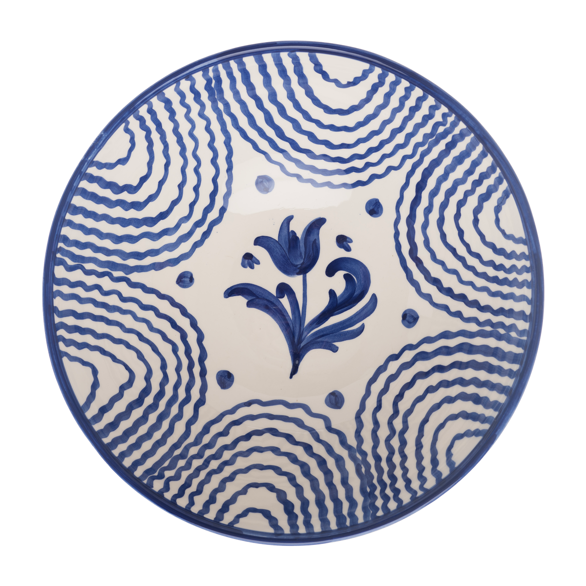 Flor Very Large Blue Serving Bowl