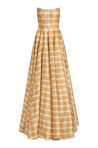 Laila Golden Silk Strapless Gown