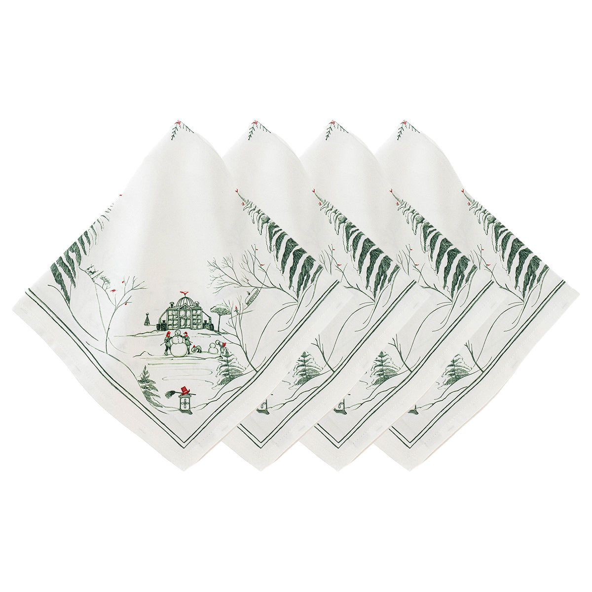 Country Estate Winter Frolic Napkin in Evergreen, Set of 4