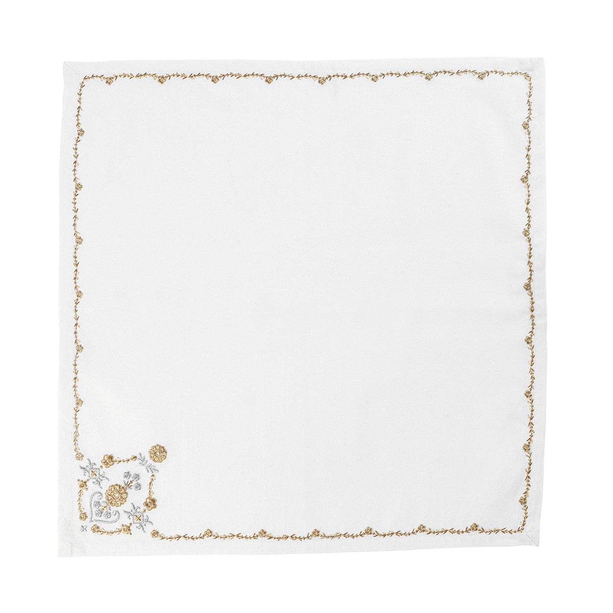 Heidi Embroidered Napkin in Gold/Silver, Set of 4