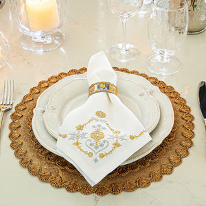 Heidi Embroidered Napkin in Gold/Silver, Set of 4