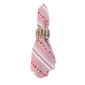 Villa Stripe Napkin in Red, Set of 4