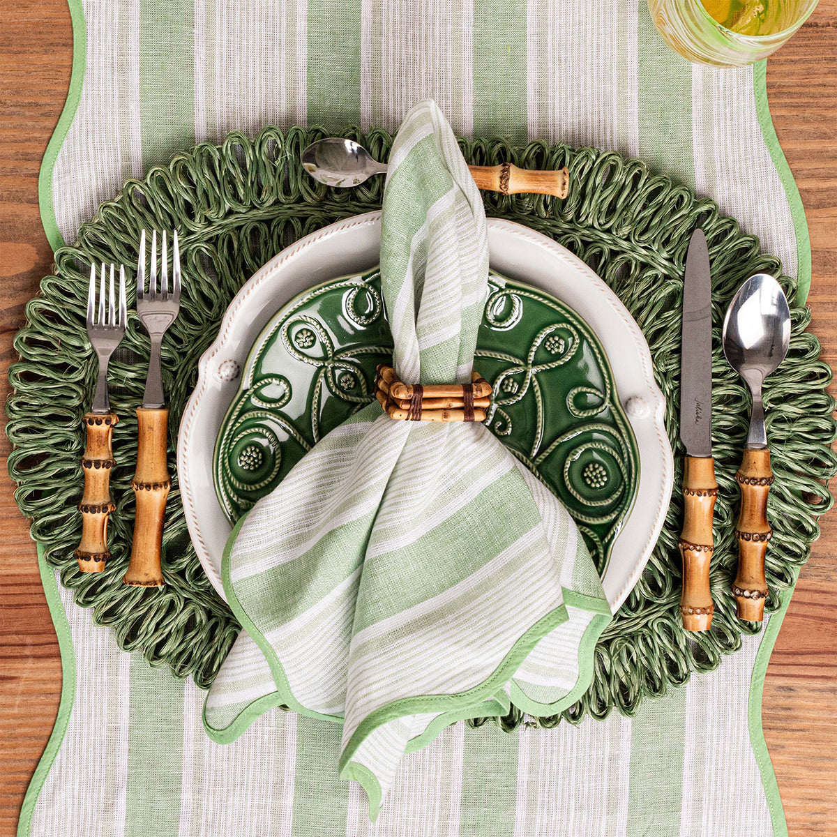 Cabana Stripe Napkin, Set of 4 in Seagrass