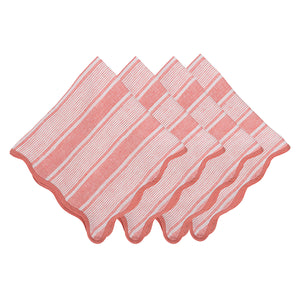 Cabana Stripe Napkin, Set of 4 in Coral