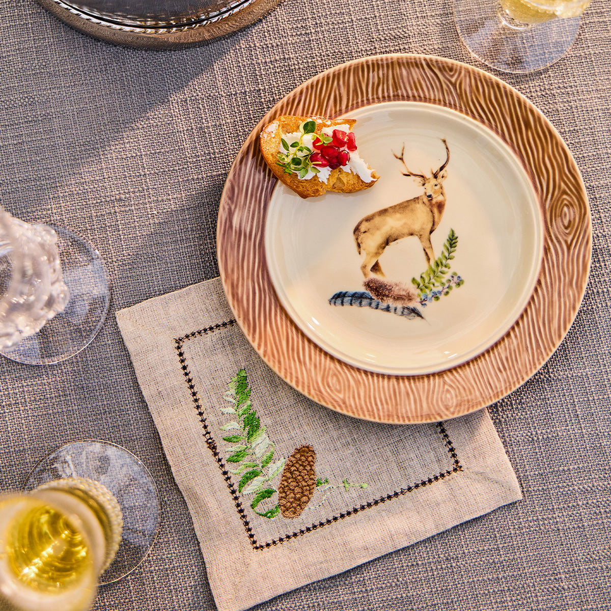 Forest Walk Cocktail Napkin Assorted in Multi, Set of 4