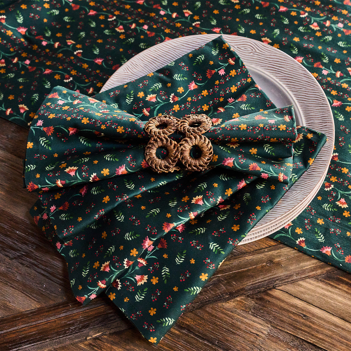 Klara Napkin in Evergreen, Set of 4