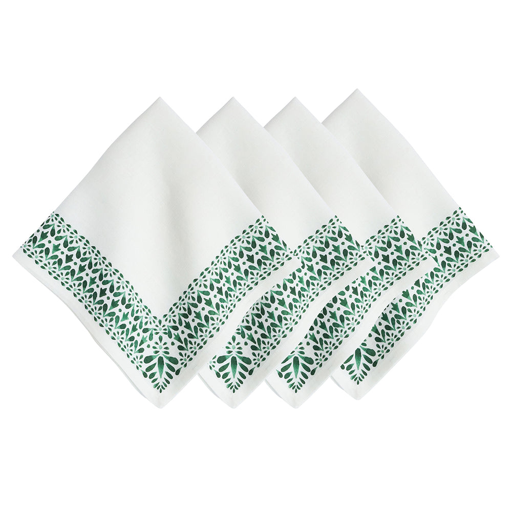 Iberian Border Napkin in Evergreen, Set of 4