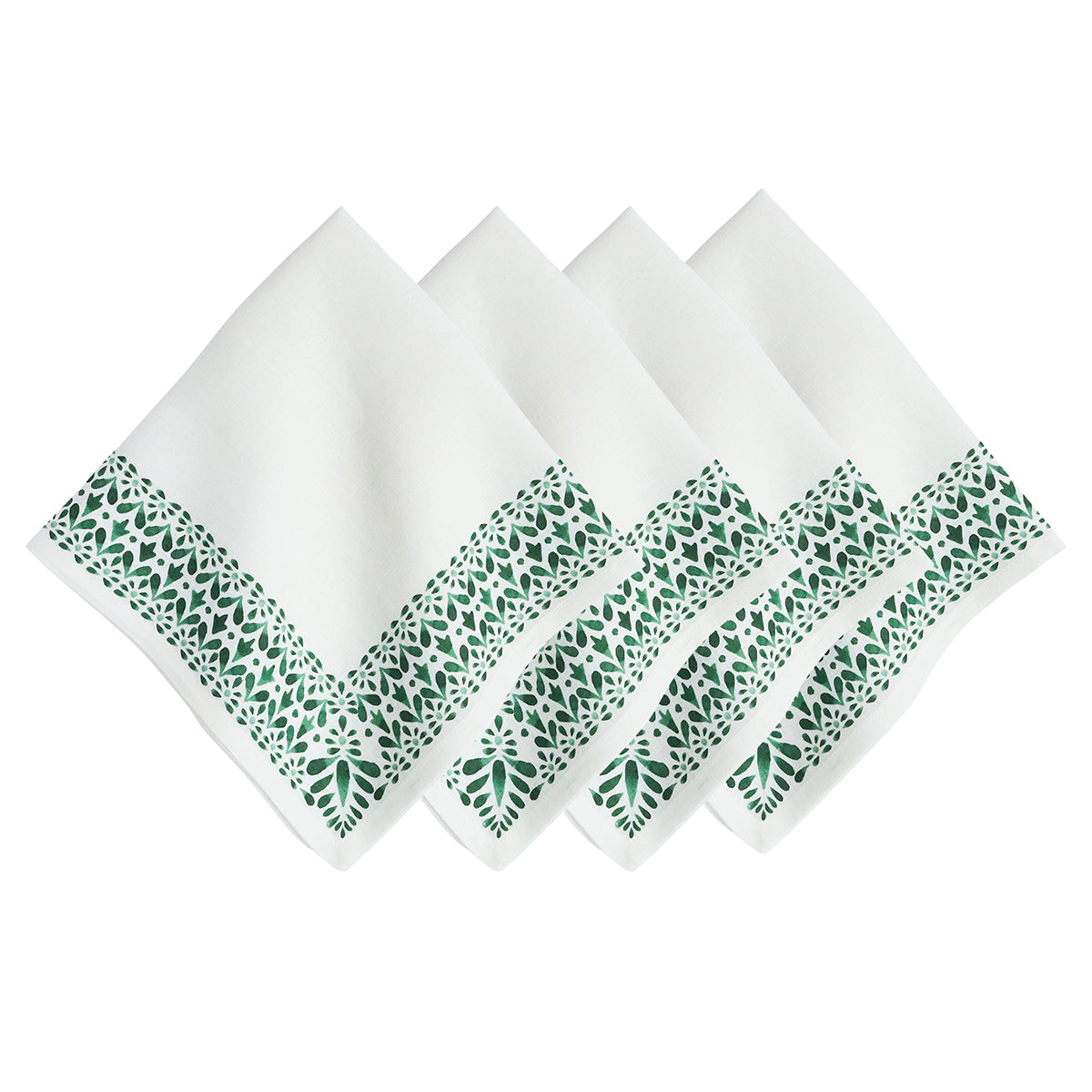 Iberian Border Napkin in Evergreen, Set of 4