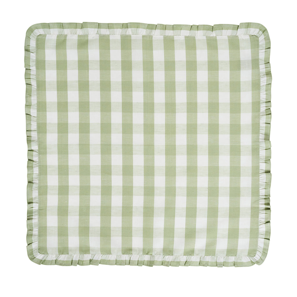 Gingham Ruffle Napkin in Seagrass, Set of 4