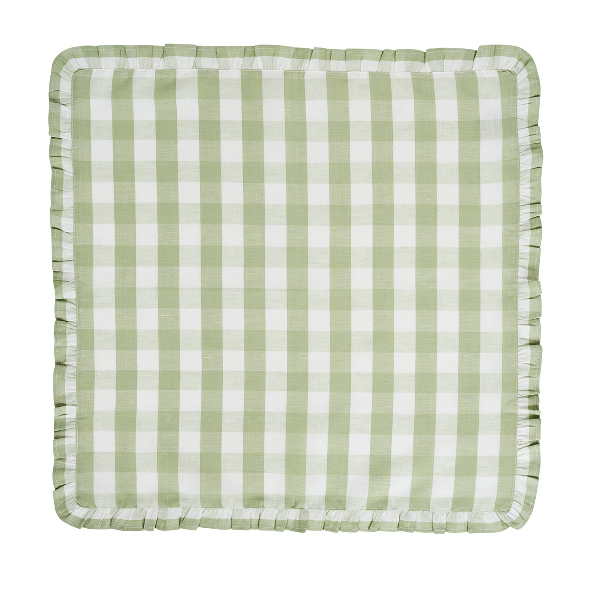 Gingham Ruffle Napkin in Seagrass, Set of 4