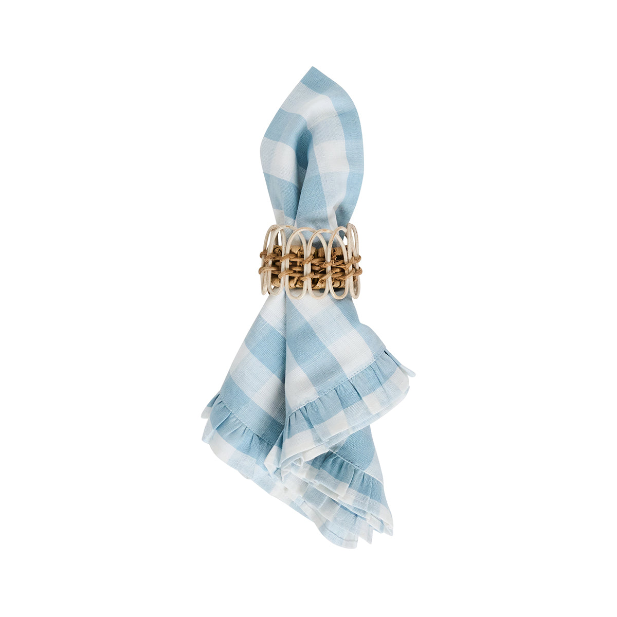 Gingham Ruffle Napkin in Ocean, Set of 4