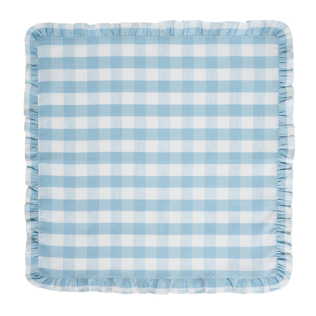 Gingham Ruffle Napkin in Ocean, Set of 4