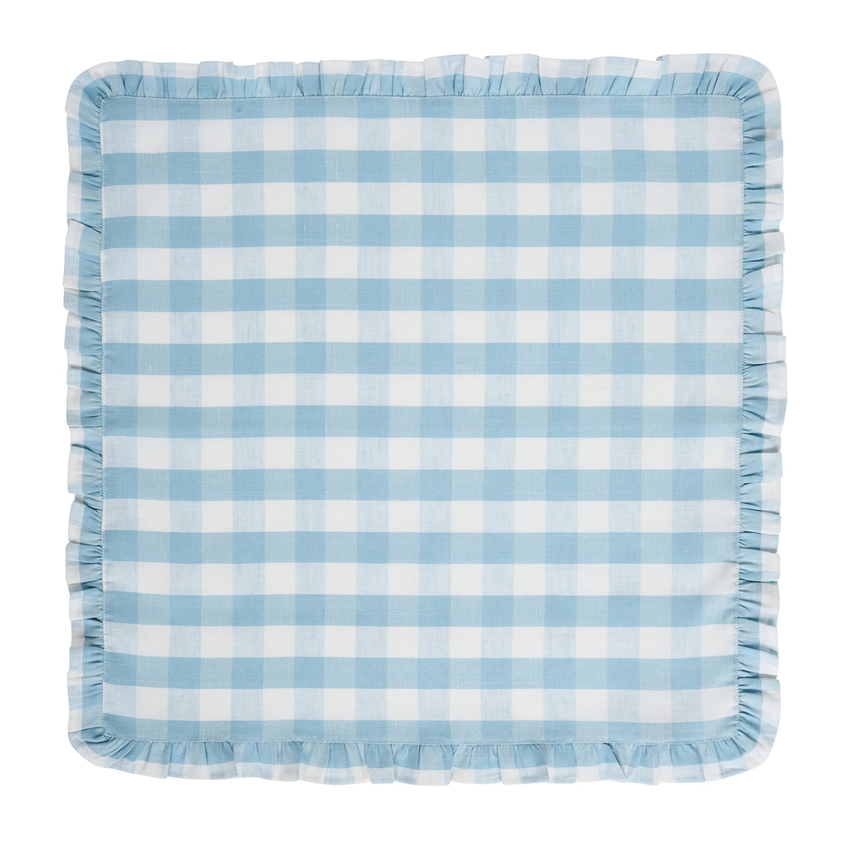 Gingham Ruffle Napkin in Ocean, Set of 4