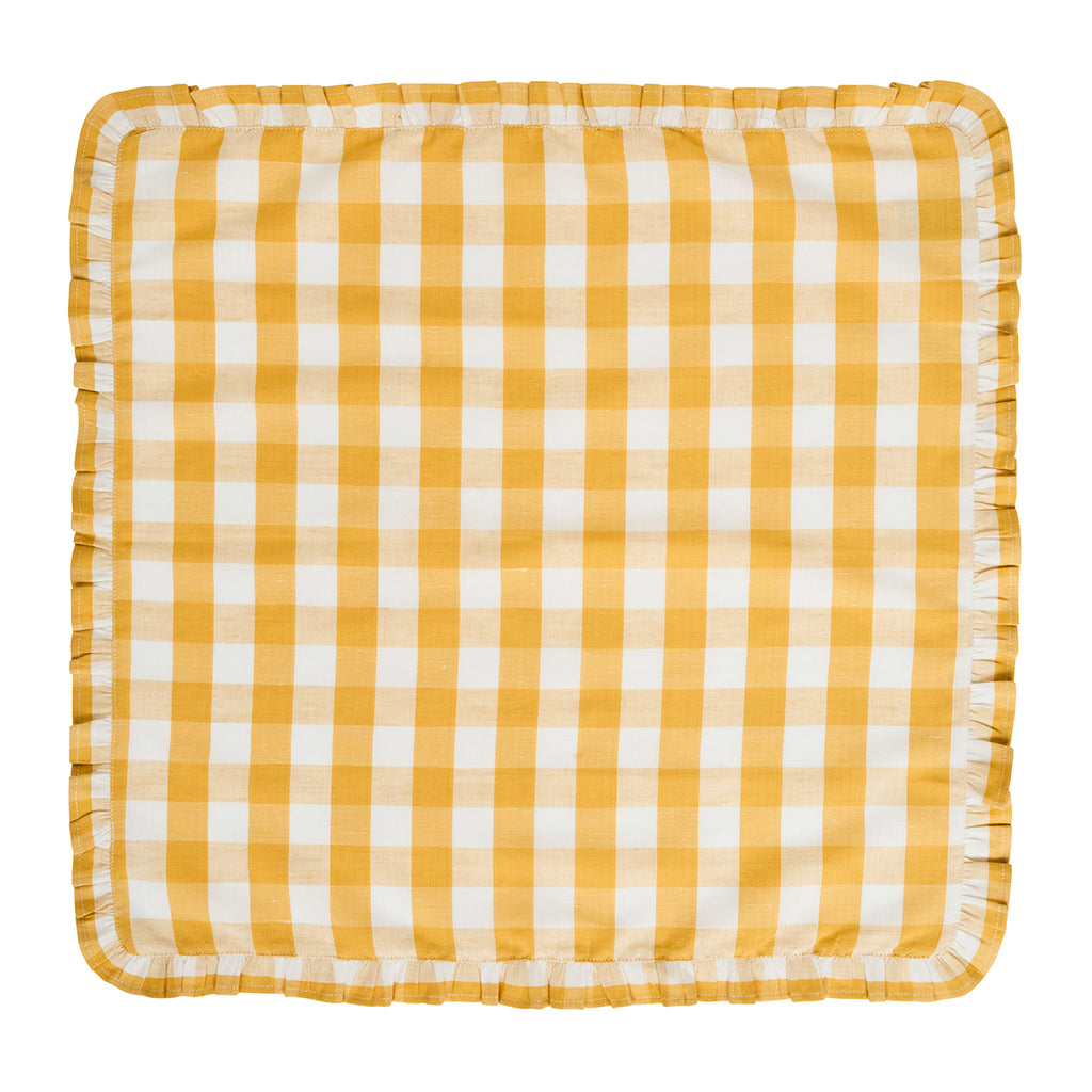 Gingham Ruffle Napkin in Sunshine, Set of 4