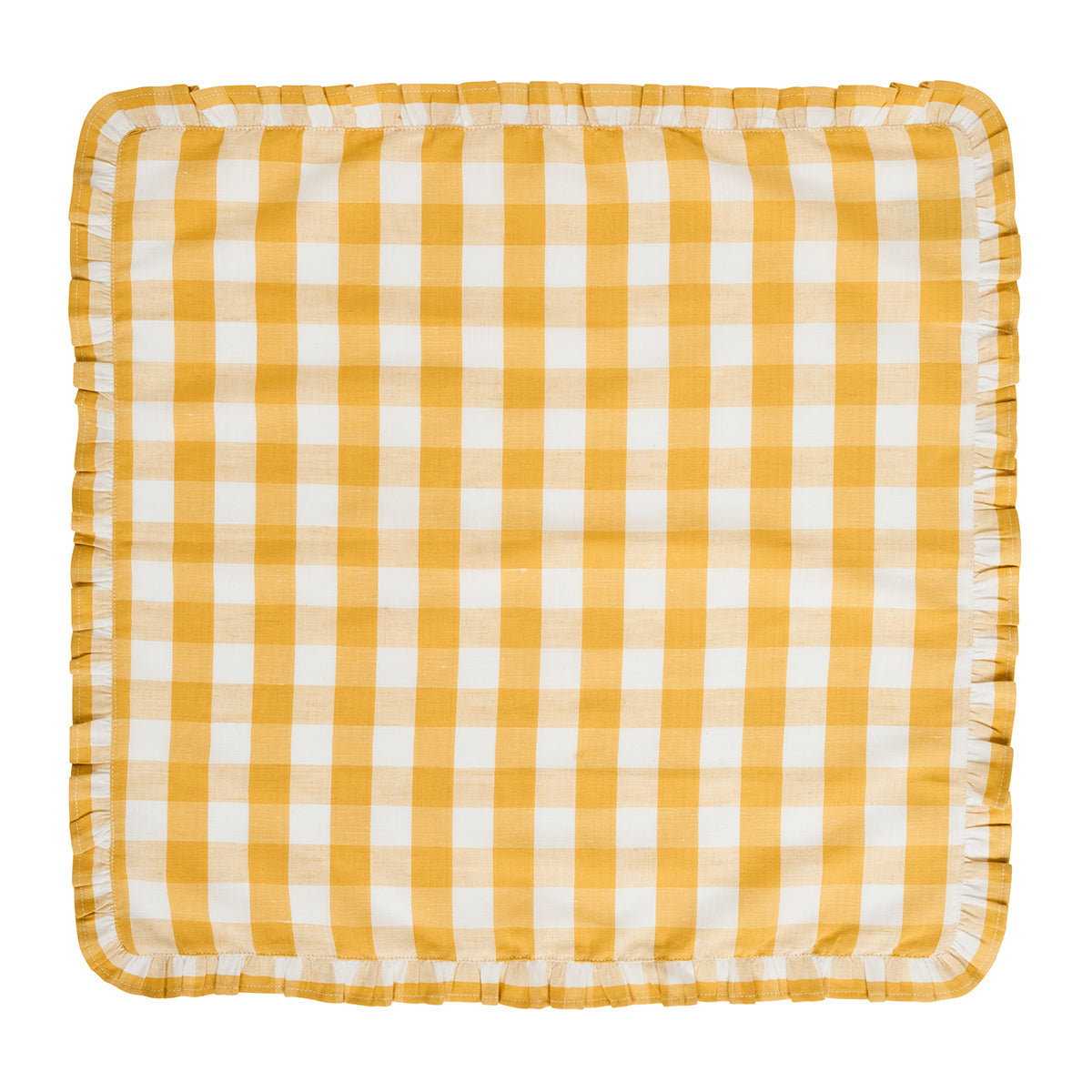 Gingham Ruffle Napkin in Sunshine, Set of 4