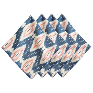 Ikat Napkin in Blue and Pink, Set of 4