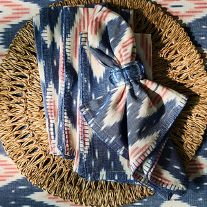 Ikat Napkin in Blue and Pink, Set of 4