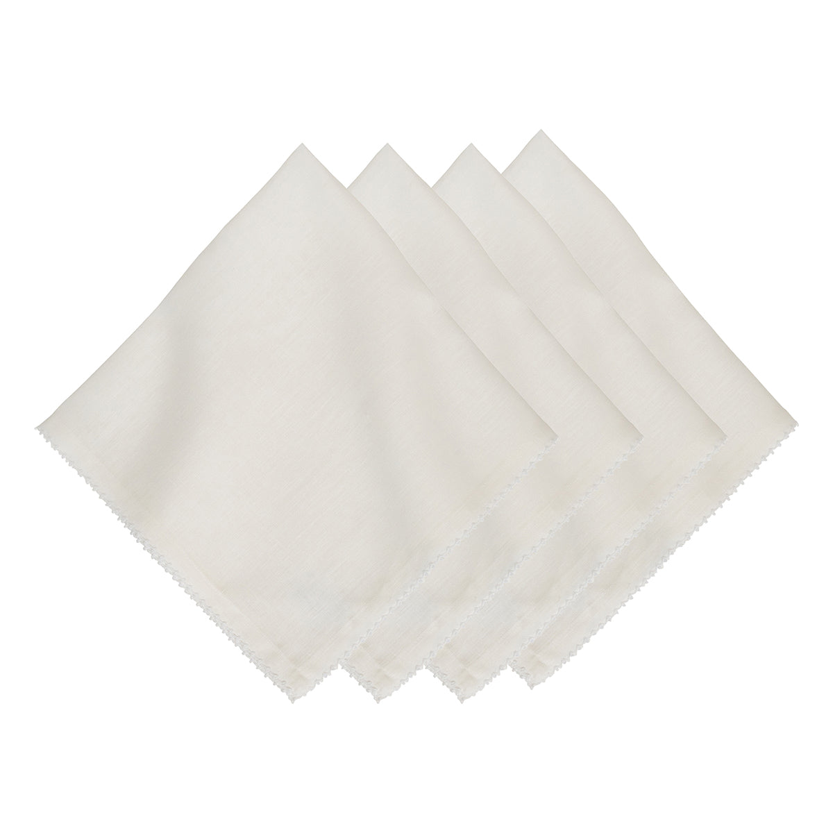 Berry Scallop Napkin in White, Set of 4