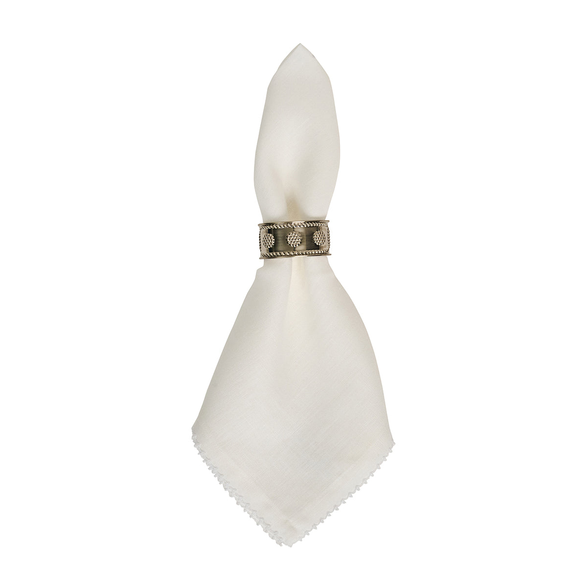 Berry Scallop Napkin in White, Set of 4