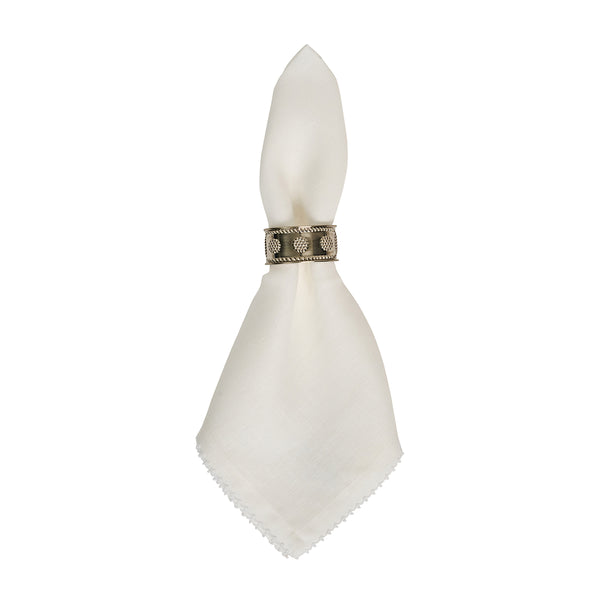 Berry Scallop Napkin in White, Set of 4