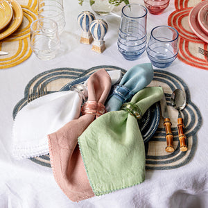 Berry Scallop Napkin in White, Set of 4