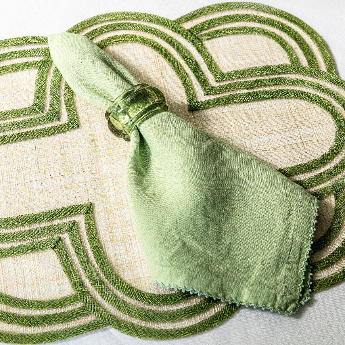 Berry Scallop Napkin in Light Green, Set of 4