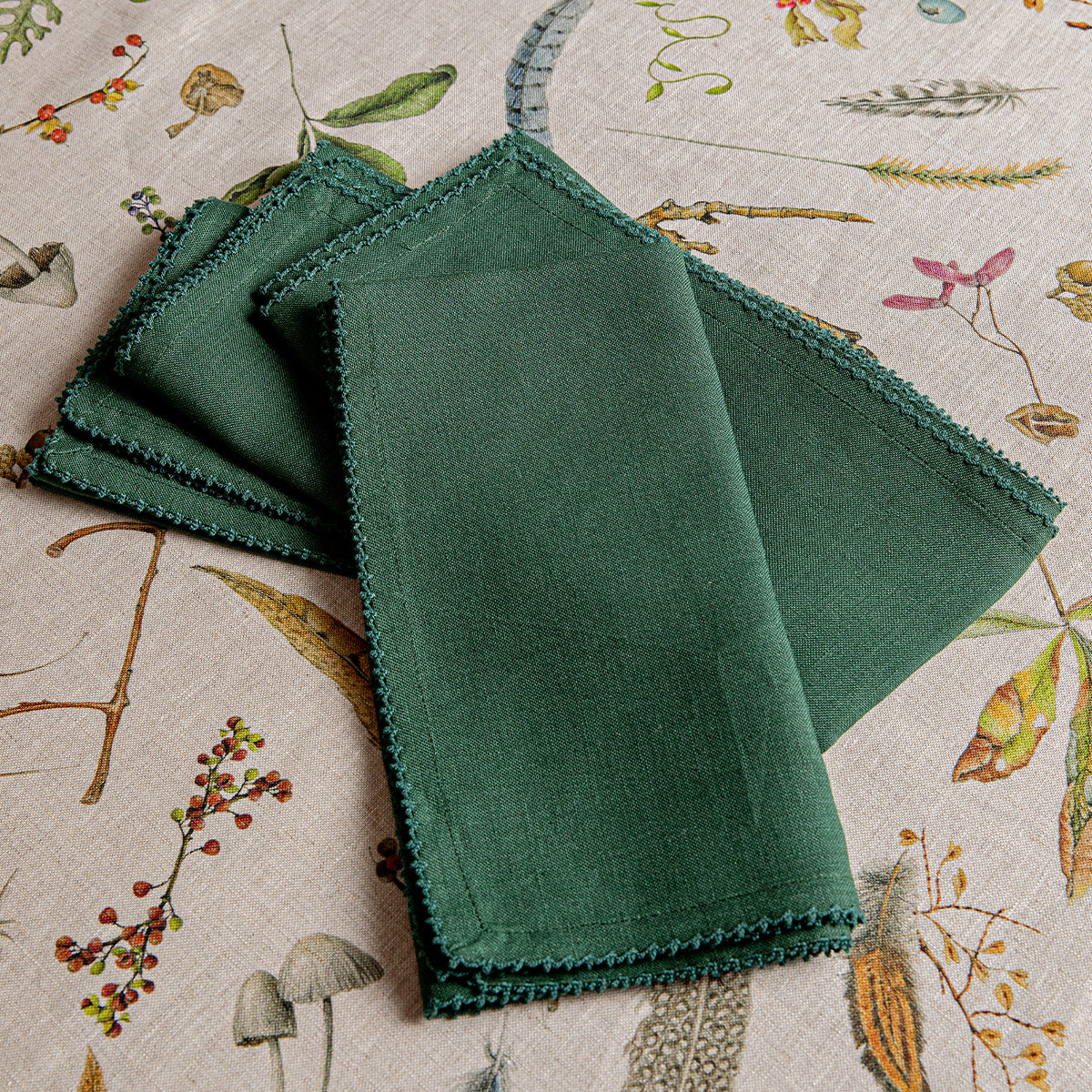 Berry Scallop Napkin in Evergreen, Set of 4