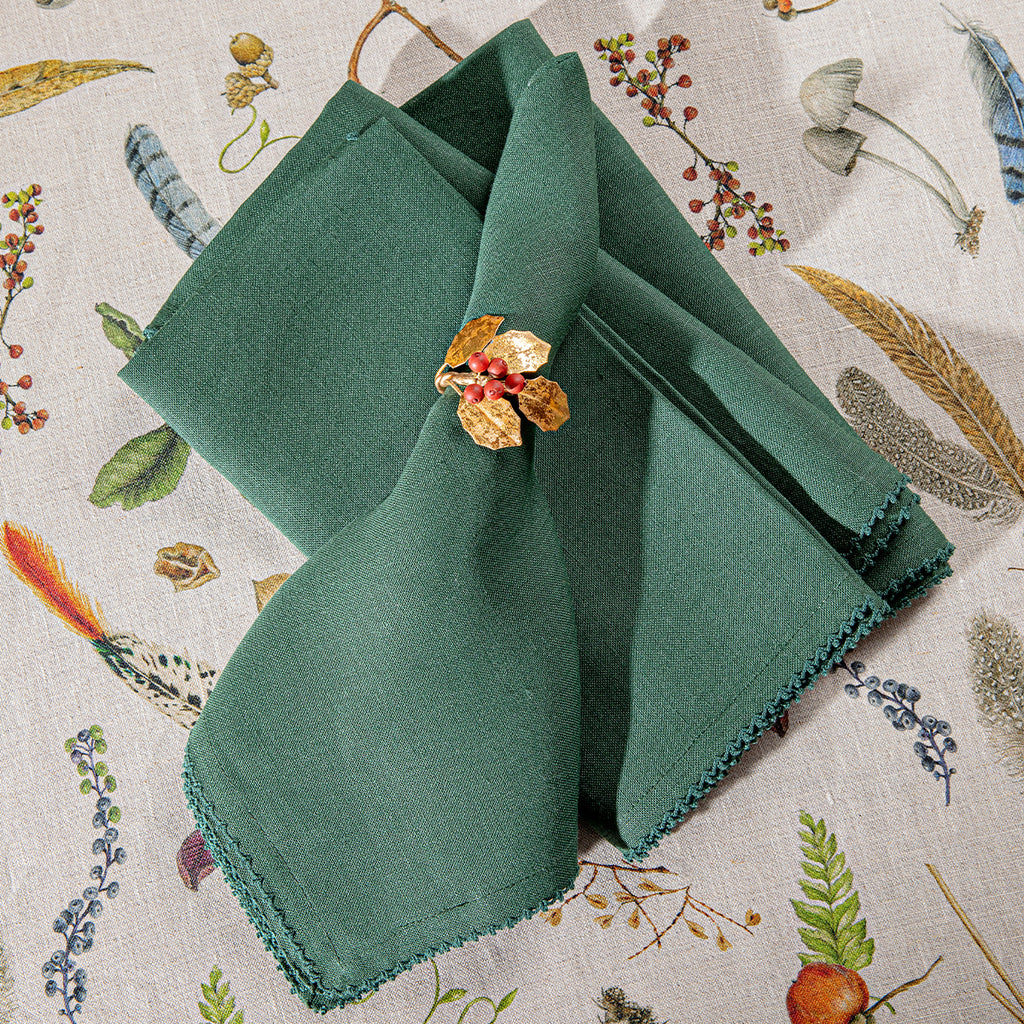 Berry Scallop Napkin in Evergreen, Set of 4