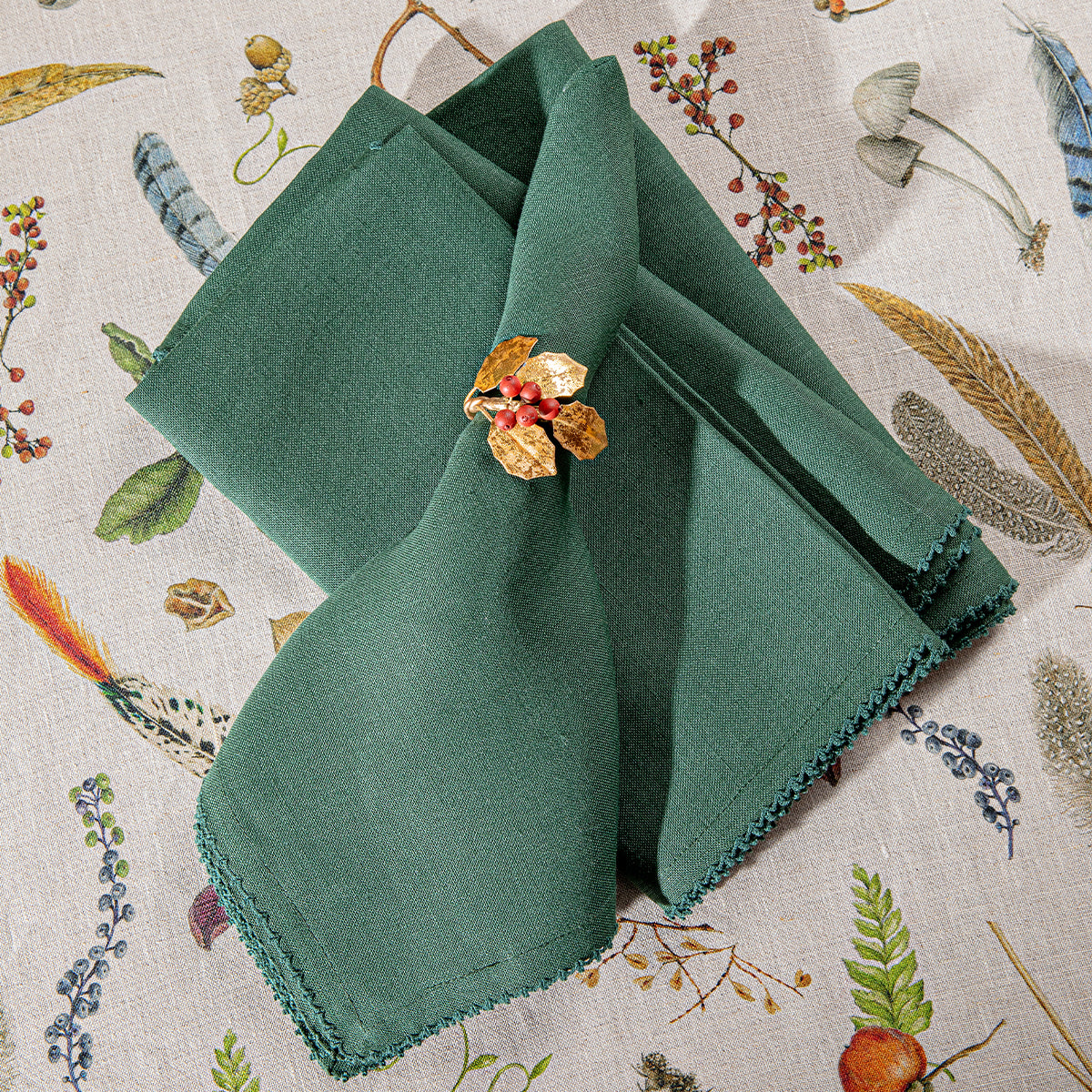 Berry Scallop Napkin in Evergreen, Set of 4