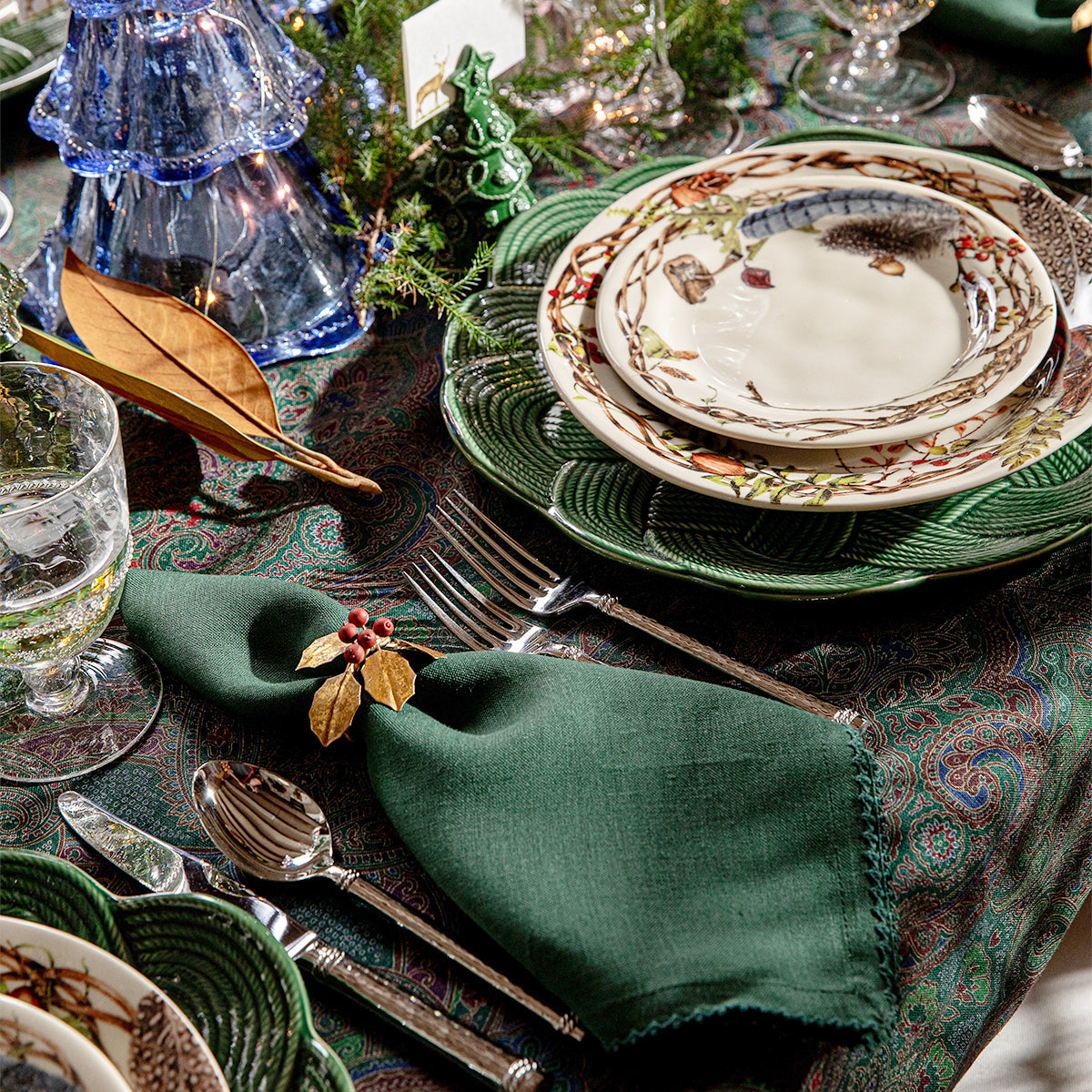 Berry Scallop Napkin in Evergreen, Set of 4