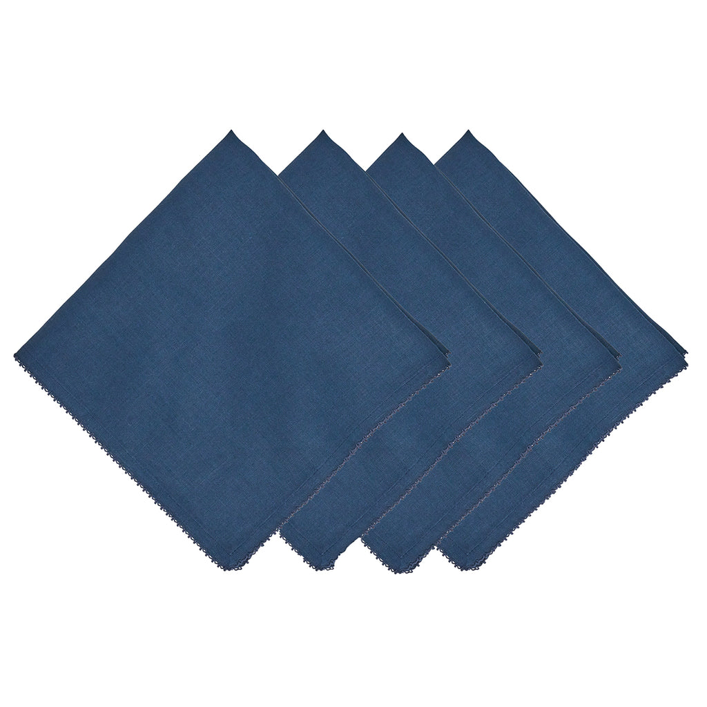 Berry Scallop Napkin in Navy, Set of 4
