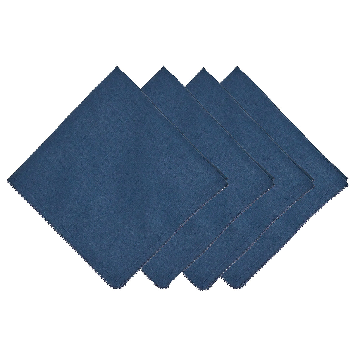 Berry Scallop Napkin in Navy, Set of 4