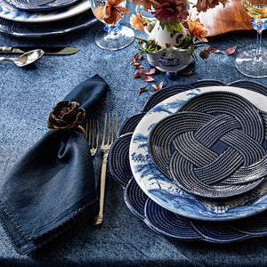 Berry Scallop Napkin in Navy, Set of 4