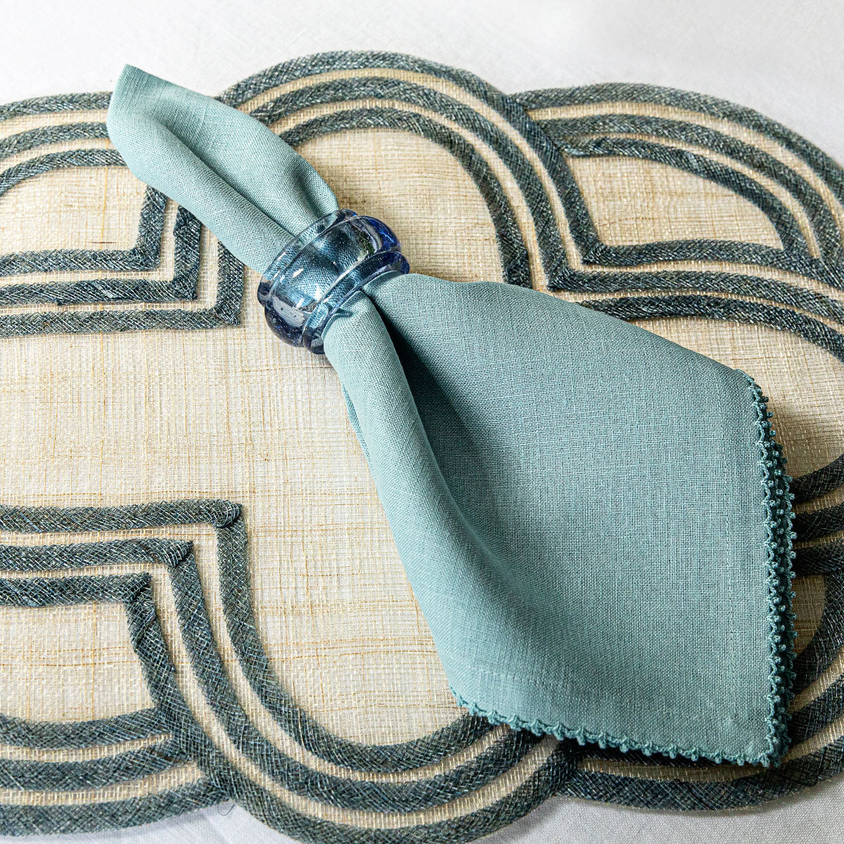 Berry Scallop Napkin in Light Blue, Set of 4