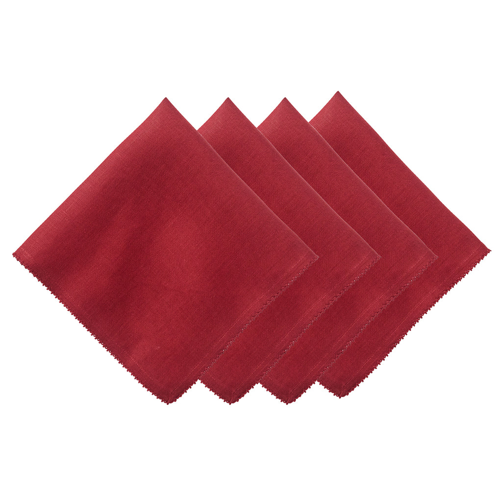 Berry Scallop Napkin in Ruby, Set of 4