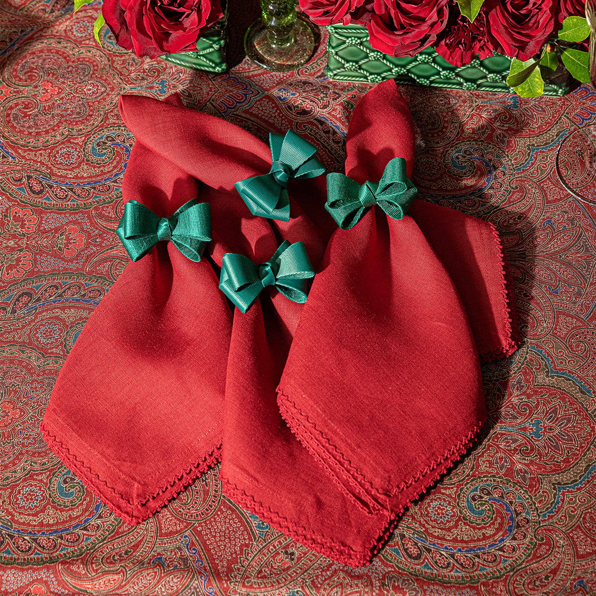 Berry Scallop Napkin in Ruby, Set of 4