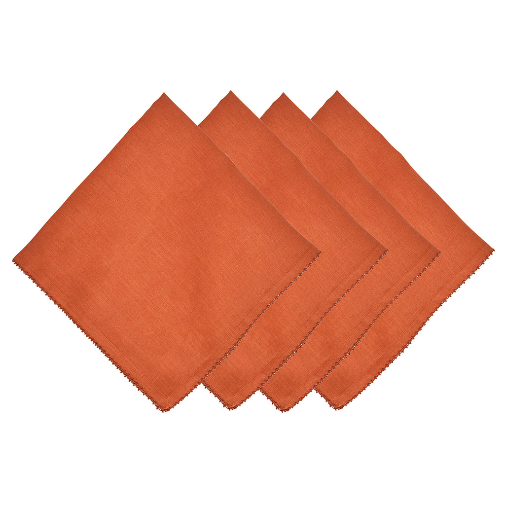 Berry Scallop Napkin in Pumpkin, Set of 4