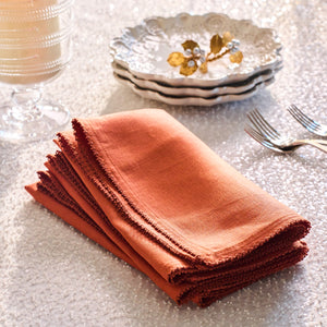 Berry Scallop Napkin in Pumpkin, Set of 4