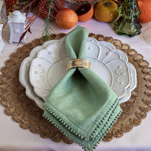 Berry Trim Napkin in Watercress