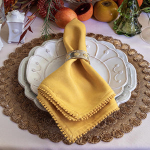 Berry Trim Napkin in Saffron