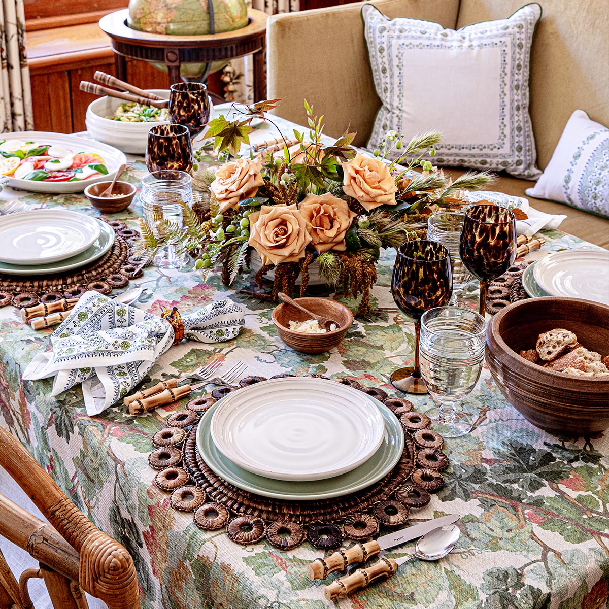 Seville Stripe Napkin in Green, Set of 4