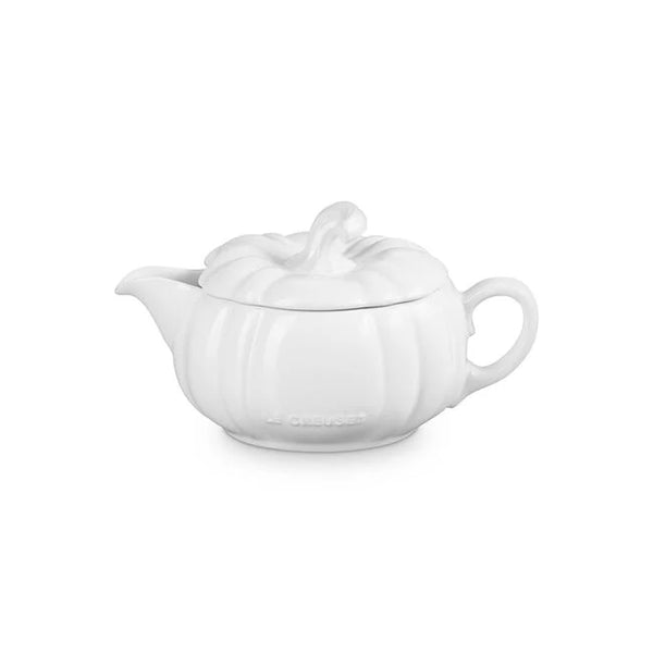Pumpkin Gravy Boat with Lid (White)